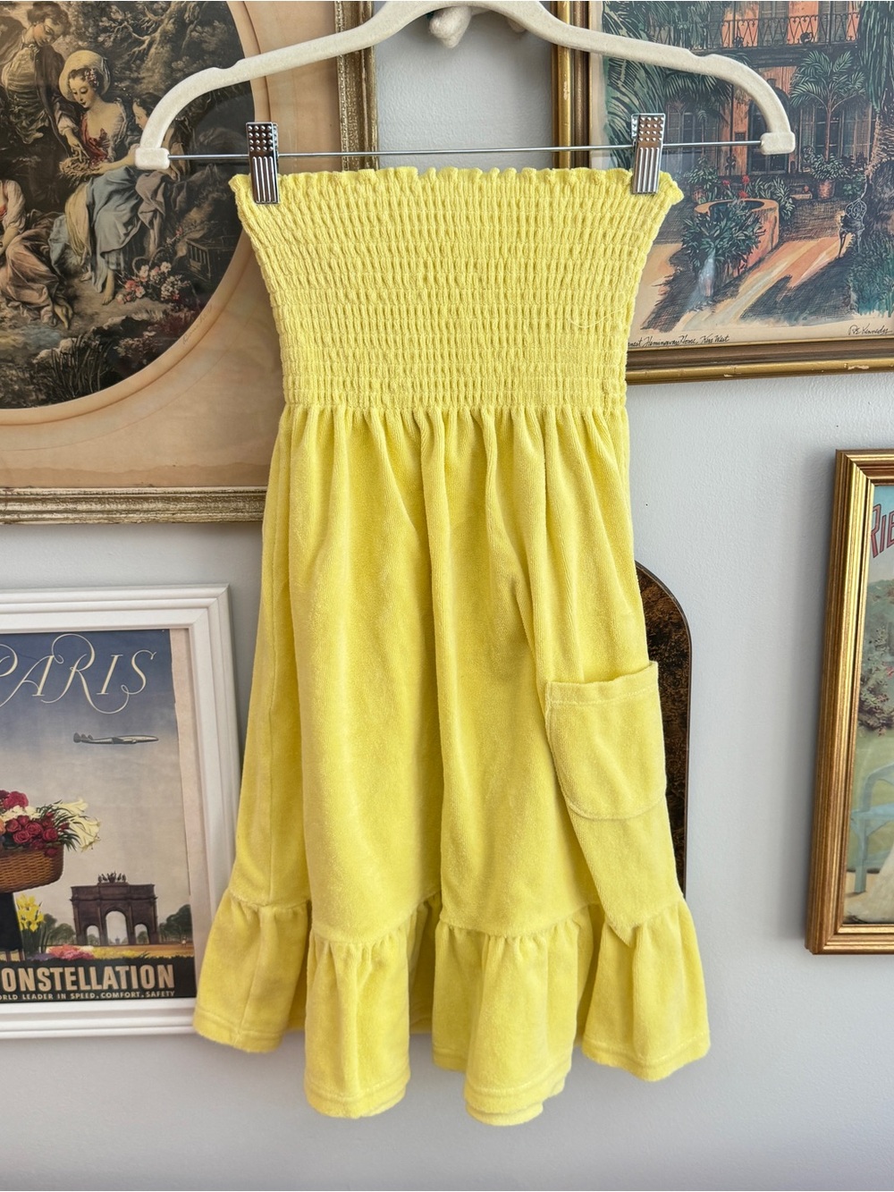 Yellow Smocked Tube Skirt with Pocket - Brand Unspecified
